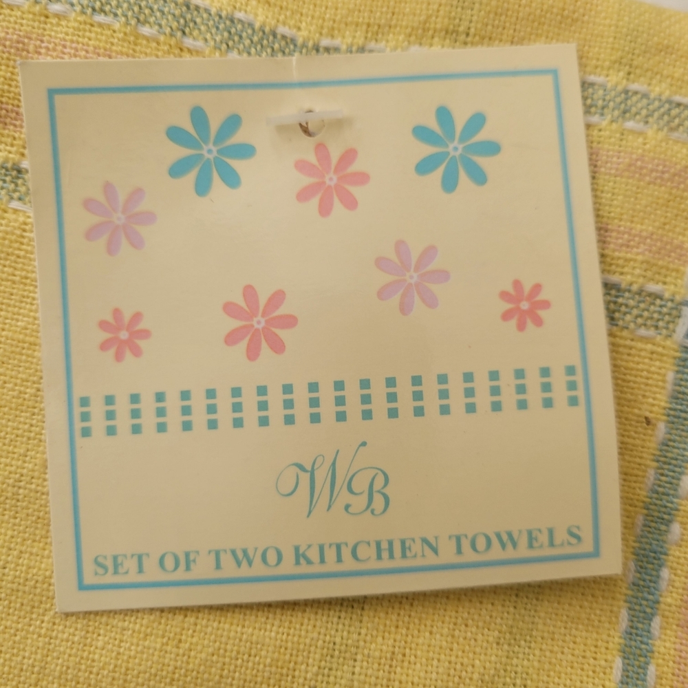 Spring Tea Towels 100% Cotton (set of 2) bright yellow